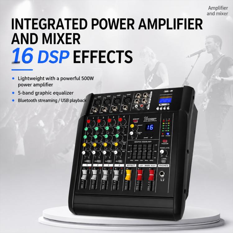 402D 4-Channel Multi-function Professional Bluetooth Mixer with Amplifier, EU Plug, UK Plug, US Plug