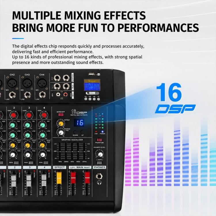 402D 4-Channel Multi-function Professional Bluetooth Mixer with Amplifier, EU Plug, UK Plug, US Plug