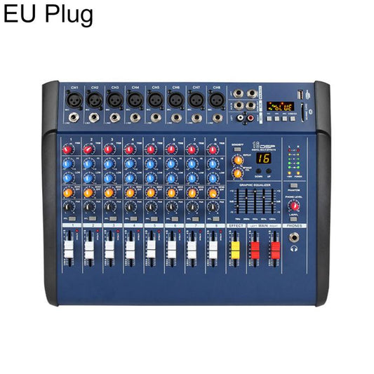 802D 8-Channel Multi-function Professional Bluetooth Mixer with Amplifier, EU Plug, UK Plug, US Plug