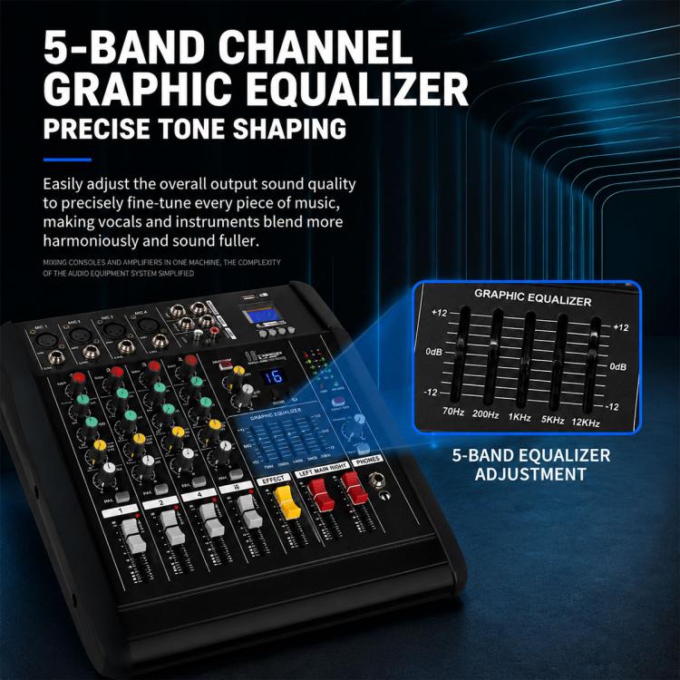802D 8-Channel Multi-function Professional Bluetooth Mixer with Amplifier, EU Plug, UK Plug, US Plug