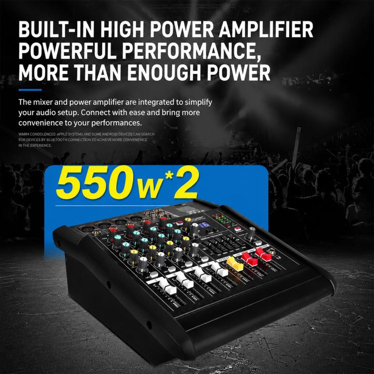 802D 8-Channel Multi-function Professional Bluetooth Mixer with Amplifier, EU Plug, UK Plug, US Plug