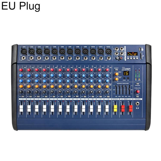 1202D 12-Channel Multi-function Professional Bluetooth Mixer with Amplifier, EU Plug, UK Plug, US Plug