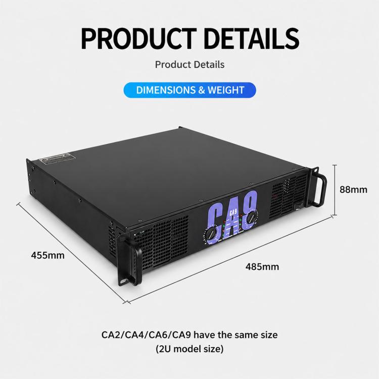 Stage Dual-Channel Pure Audio Power Amplifier, CA2 700W, CA4 1000W, CA6 1400W, CA9 1600W, CA12 2000W, CA18 2400W, CA20 2800W, CA30 3200W, CA50 3600W