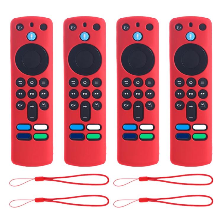 XDcase 4pcs Soft Silicone Protective Case with Mini Strap, For Amazon Alexa Voice Remote 3rd Gen