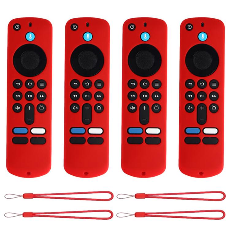 XDcase 4pcs Soft Silicone Protective Case with Mini Strap, For Amazon Fire TV Stick 4K 2025 Remote