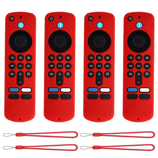 XDcase 4pcs Soft Silicone Protective Case with Mini Strap, For Amazon Fire TV Stick 4K 2025 Remote