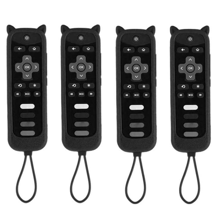 XDcase 4pcs Cute Cat Ears Silicone Protective Case with Mini Strap, For TCL Roku TV Remote