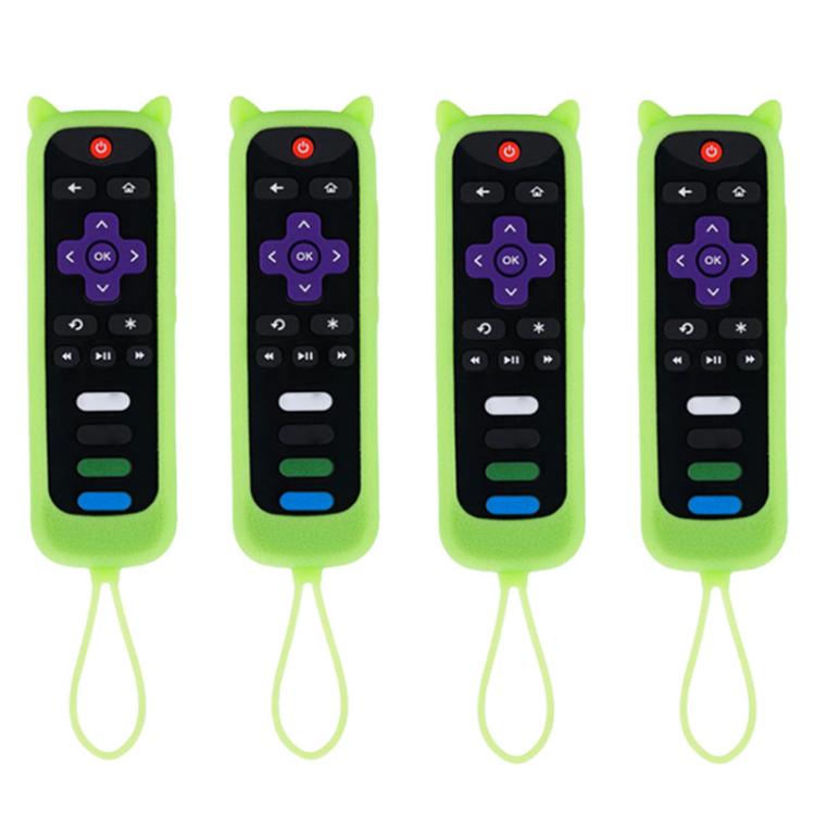 XDcase 4pcs Cute Cat Ears Silicone Protective Case with Mini Strap, For TCL Roku TV Remote