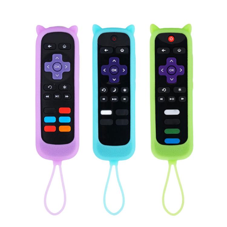 XDcase 3pcs Cute Cat Ears Silicone Protective Case with Mini Strap, For TCL Roku TV Remote