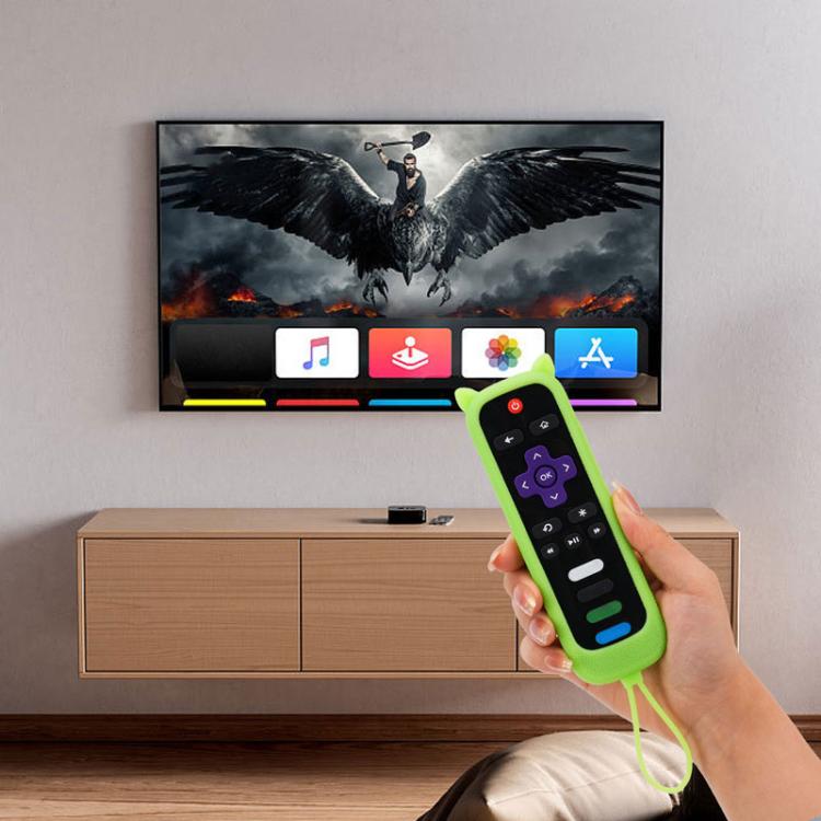 XDcase 3pcs Cute Cat Ears Silicone Protective Case with Mini Strap, For TCL Roku TV Remote
