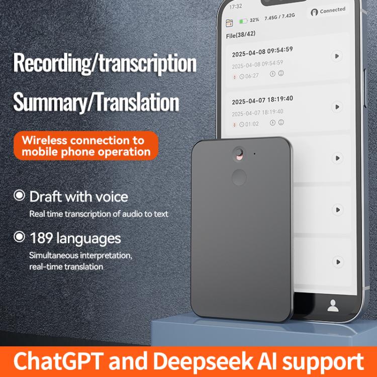 A3 Vertical Dual-key Ultra-thin AI Smart Voice Recorder Support AIREC-APP, 8GB, 16GB, 32GB, 64GB, 128GB, 256GB