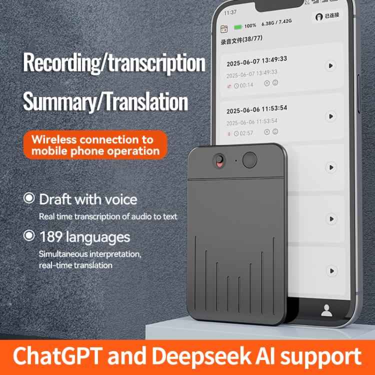 A3 Dual-key V-stripe Texture Ultra-thin AI Smart Voice Recorder Support AIREC-APP, 8GB, 16GB, 32GB, 64GB, 128GB, 256GB