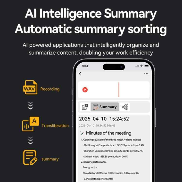 A3 Dual-key V-stripe Texture Ultra-thin AI Smart Voice Recorder Support AIREC-APP, 8GB, 16GB, 32GB, 64GB, 128GB, 256GB
