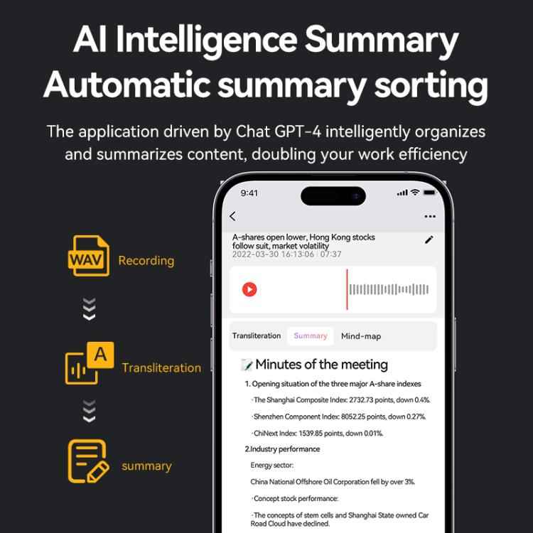 A3 Dual-key Arc-Frame Twill Texture Ultra-thin AI Smart Voice Recorder Support AIREC-APP, 8GB, 16GB, 32GB, 64GB, 128GB, 256GB