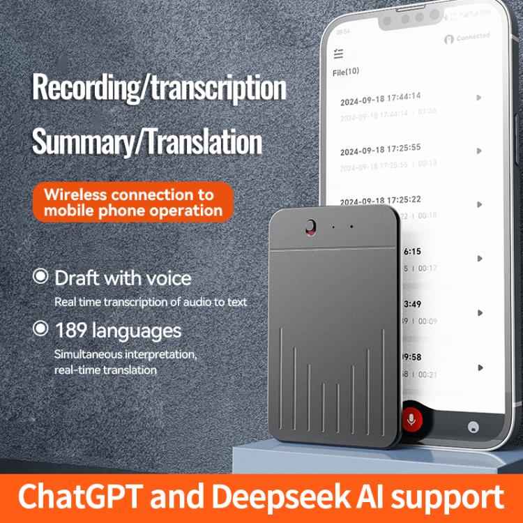 A3 One-key V-stripe Texture Ultra-thin AI Smart Voice Recorder Support AIREC-APP, 8GB, 16GB, 32GB, 64GB, 128GB, 256GB