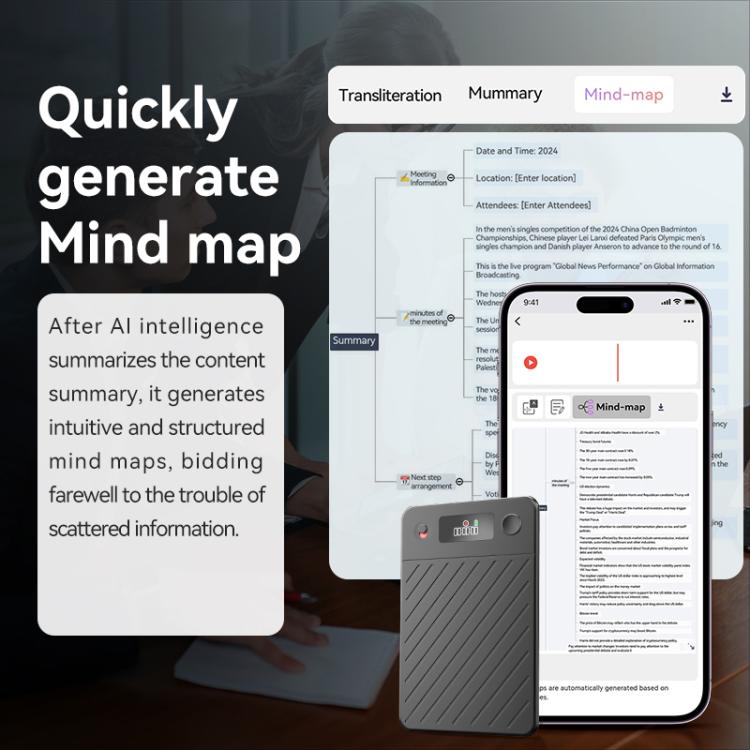 A3P 0.42-inch Mid Display Twill Texture Ultra-thin AI Smart Voice Recorder Support AIREC-APP, 8GB, 16GB, 32GB, 64GB, 128GB, 256GB