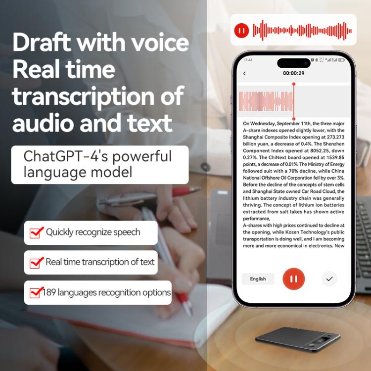 A3P 0.42-inch Mid Display Stripe Texture Ultra-thin AI Smart Voice Recorder Support AIREC-APP, 8GB, 16GB, 32GB, 64GB, 128GB, 256GB