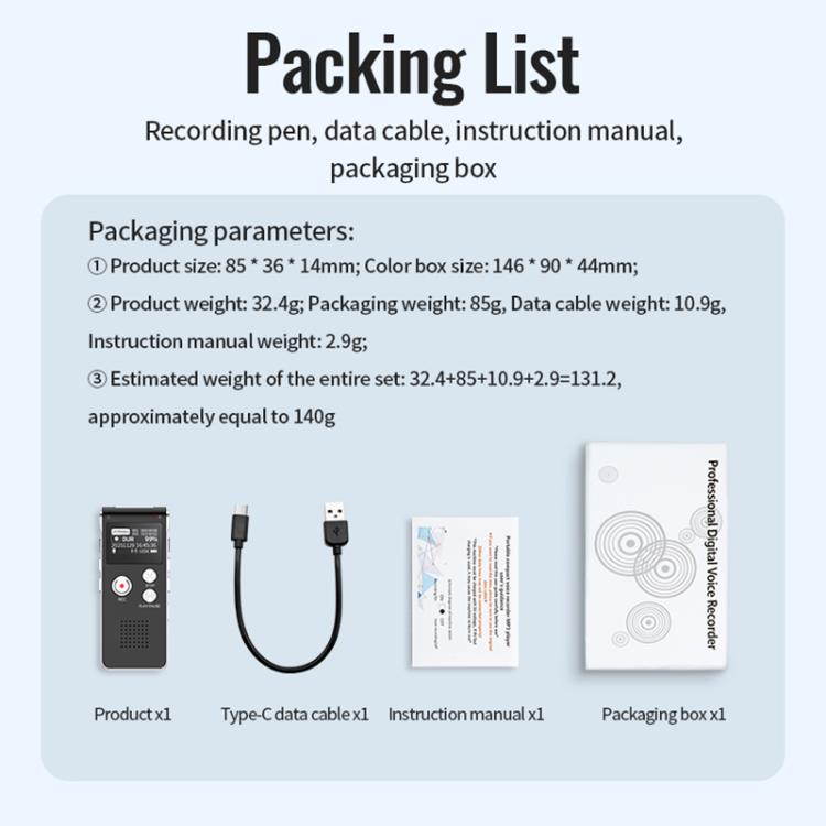 X1 Classic Professional Noise-Canceling Voice Recorder, 8GB, 16GB, 32GB, 64GB, 128GB