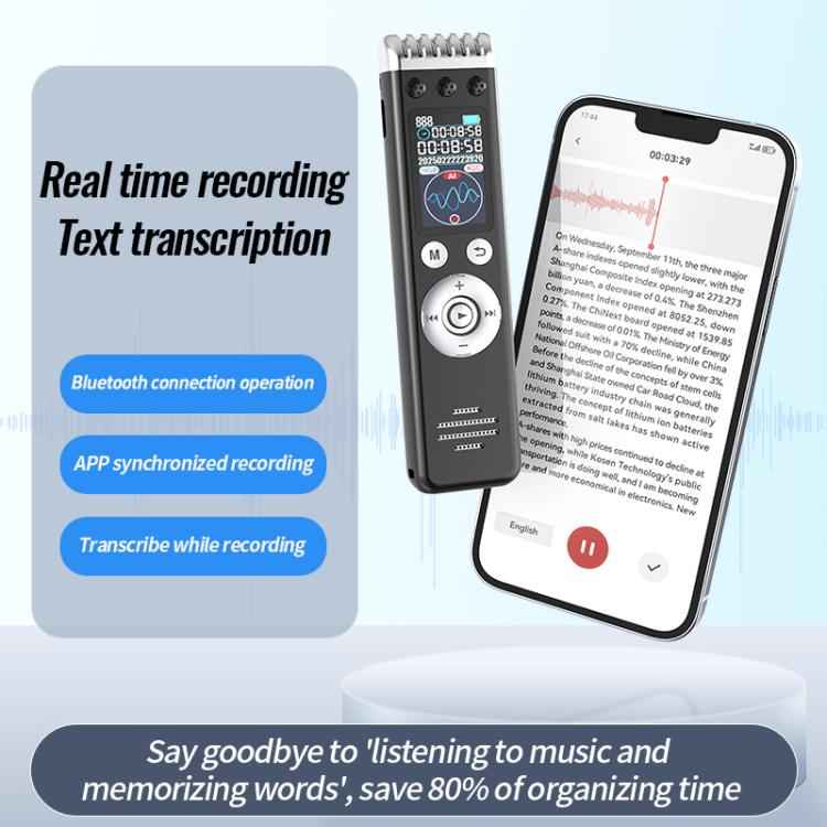 Q88A 1.14-inch Screen Multi-function HD Smart Voice Recorder Support AIREC-APP, 8GB, 16GB, 32GB, 64GB, 128GB