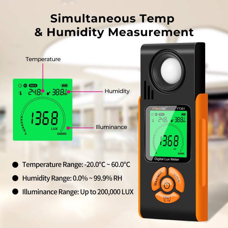 YT351 High Precision Integrated Digital Lux Meter Light Brightness Measuring, YT351