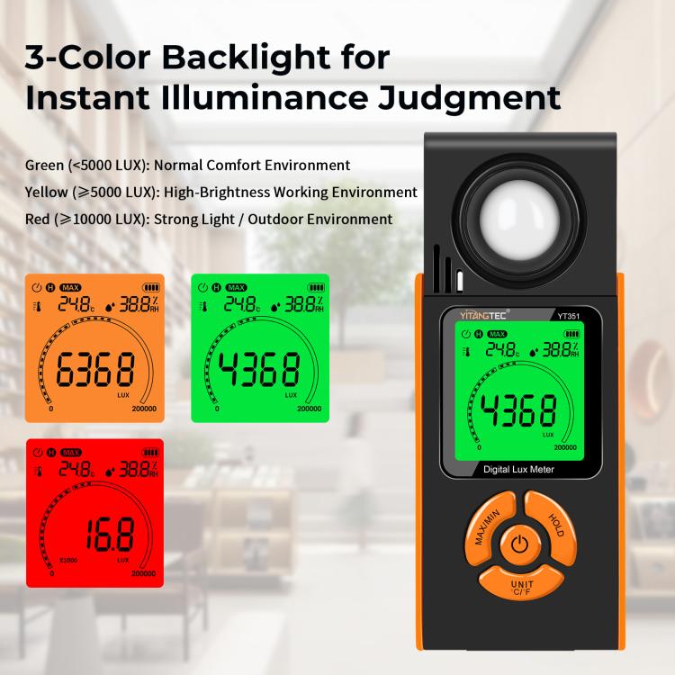 YT351 High Precision Integrated Digital Lux Meter Light Brightness Measuring, YT351
