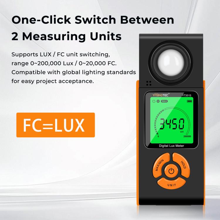 YT351S High Precision Integrated Digital Lux Meter Light Brightness Measuring, YT351S