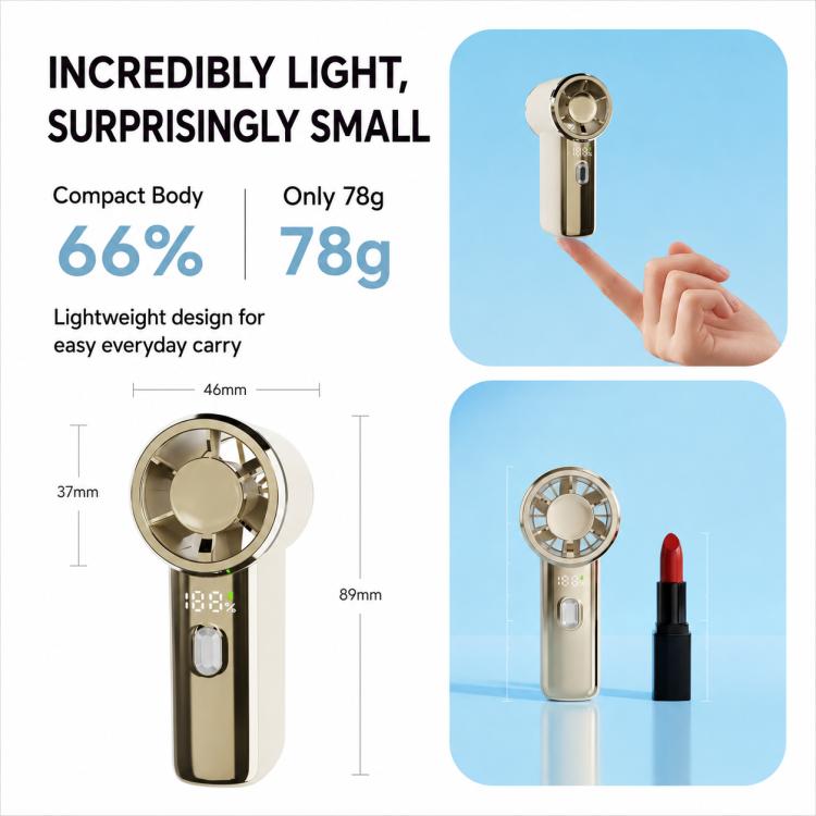 F9 Handheld High-Speed Turbo Mini Fan with Digital Display