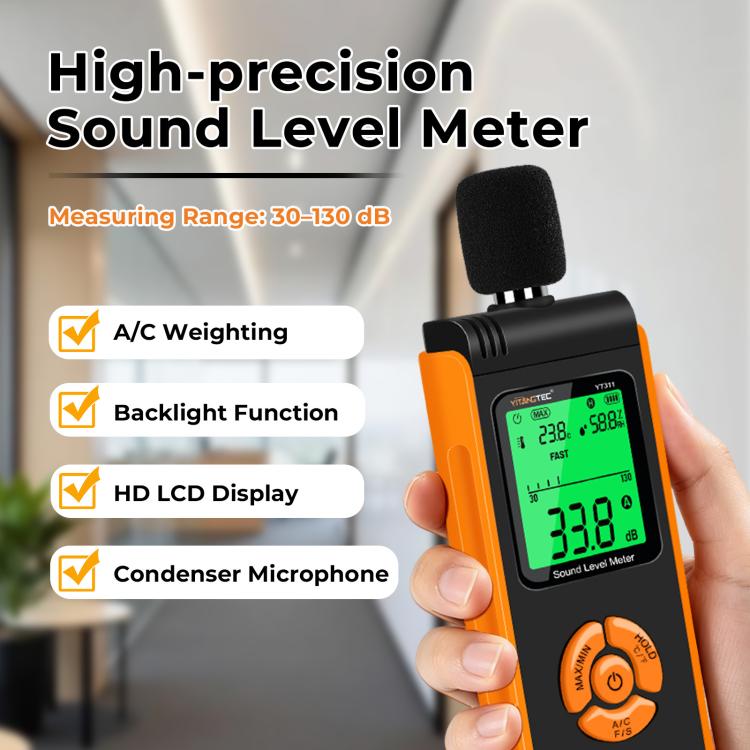 YT311 High Precision Digital Sound Level Meter Support Temperature and Humidity Measurement