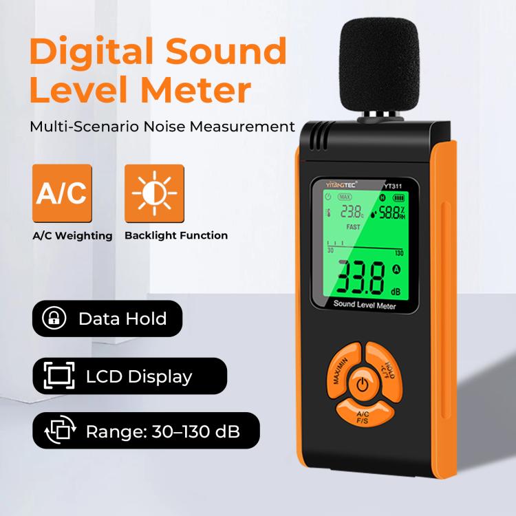 YT311 High Precision Digital Sound Level Meter Support Temperature and Humidity Measurement