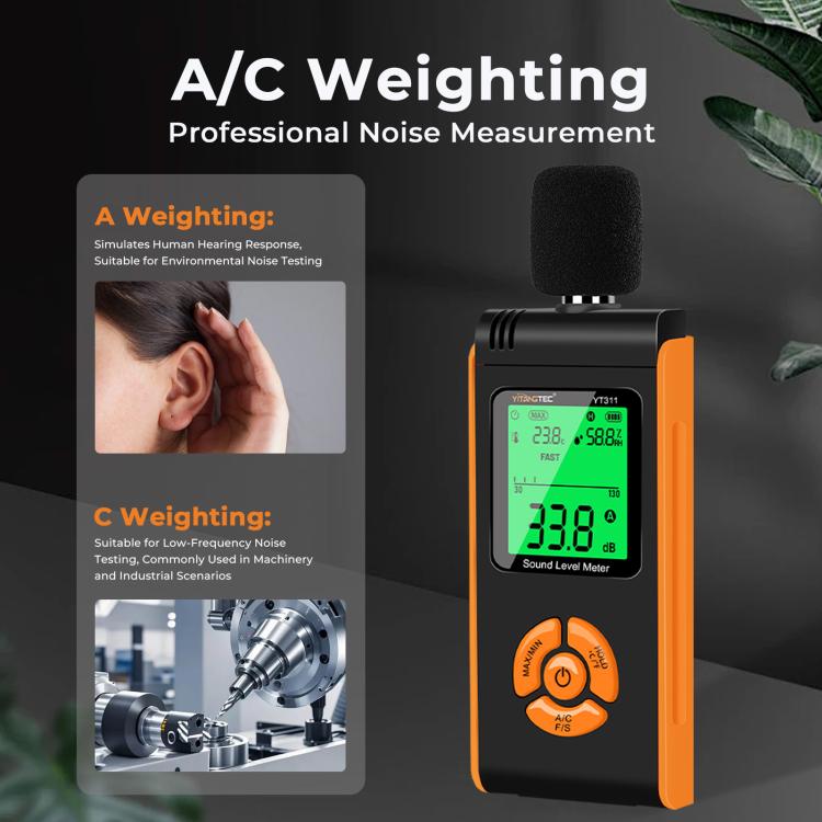 YT311 High Precision Digital Sound Level Meter Support Temperature and Humidity Measurement