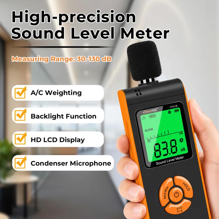 YT311S High Precision Digital Sound Level Meter, Measurement Range: 30–130dB, YT311S