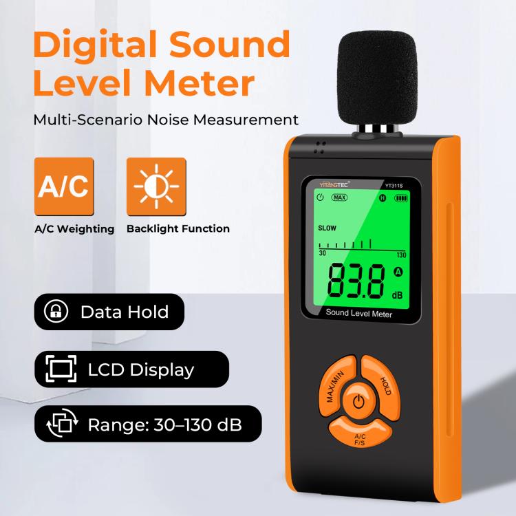 YT311S High Precision Digital Sound Level Meter, Measurement Range: 30–130dB, YT311S