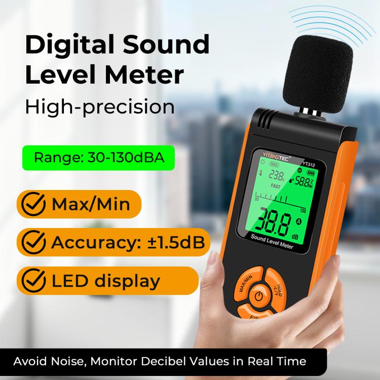 YT312 High Precision Digital Sound Level Meter Support Temperature and Humidity Measurement