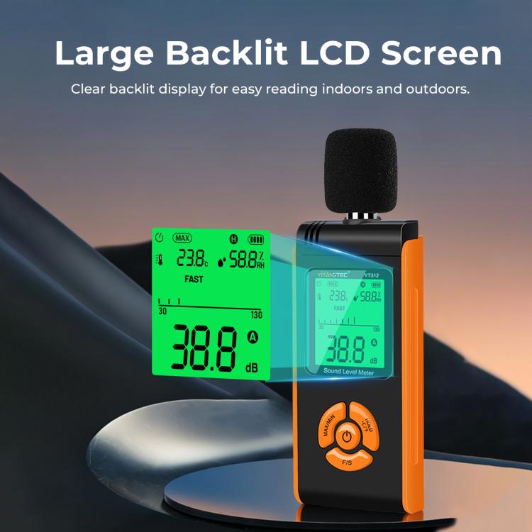YT312 High Precision Digital Sound Level Meter Support Temperature and Humidity Measurement