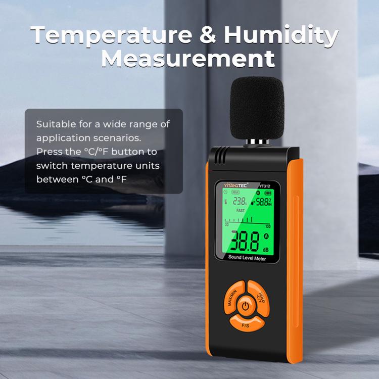 YT312 High Precision Digital Sound Level Meter Support Temperature and Humidity Measurement