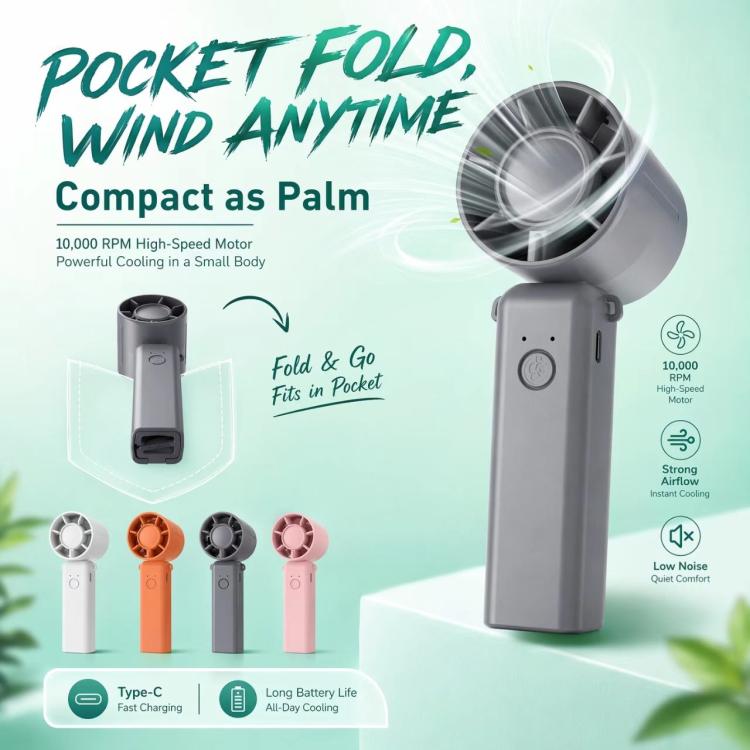 DF-93 Portable Three-Speed Adjustable Foldable Handheld Cooling Fan