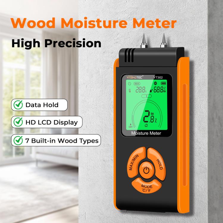 YT302 Metal Probes Eood Moisture Meter Supports Temp & RH Testing, YT302