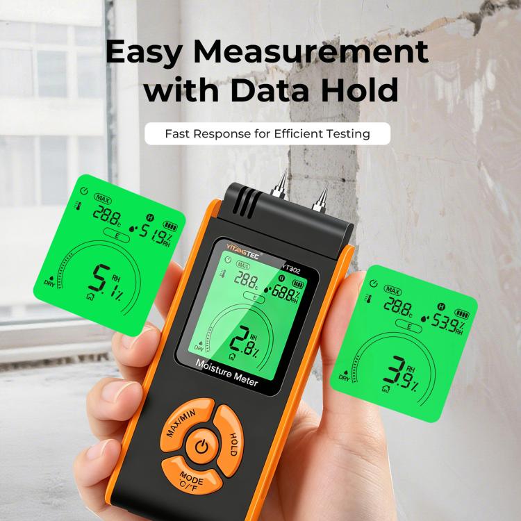 YT302 Metal Probes Eood Moisture Meter Supports Temp & RH Testing, YT302