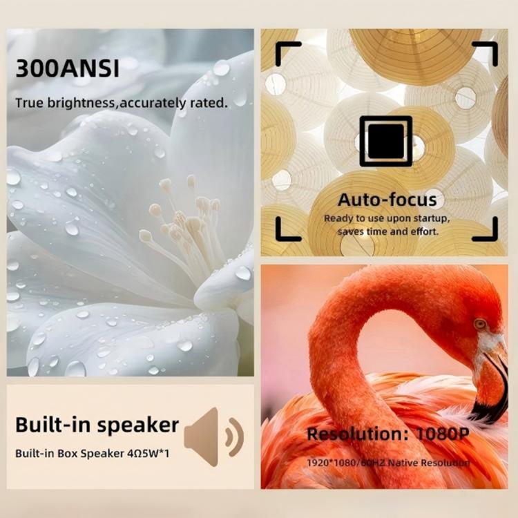 A53 Android 13 Ultra HD Auto Focus Compact LED Projector, EU Plug, US Plug, UK Plug, AU Plug