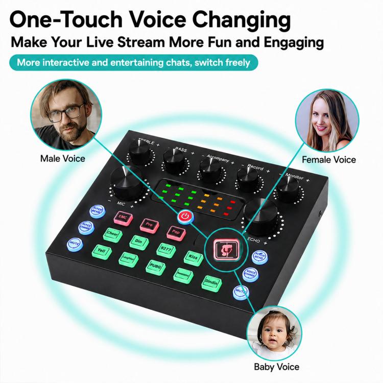 S8 Multi-functional Professional Live Streaming Sound Card Audio Mixer, S8