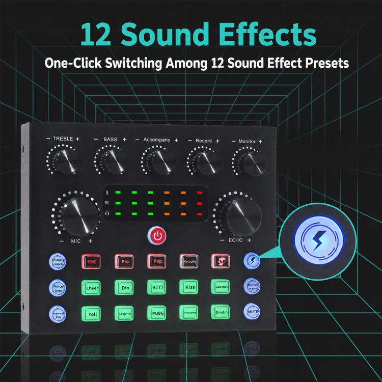S8 Multi-functional Professional Live Streaming Sound Card Audio Mixer, S8