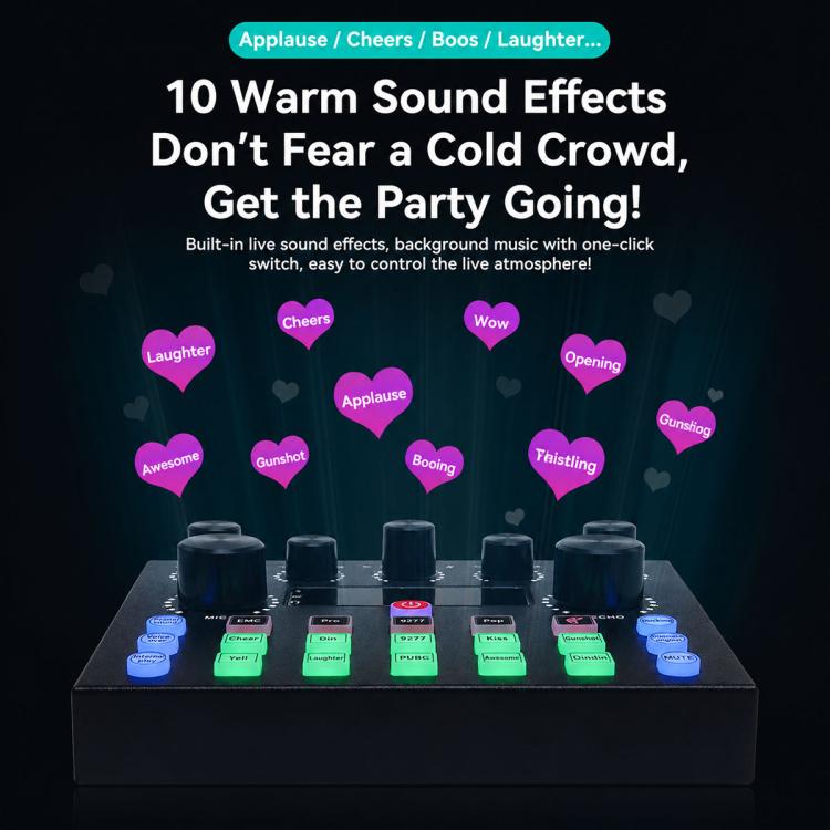 S8 Multi-functional Professional Live Streaming Sound Card Audio Mixer, S8