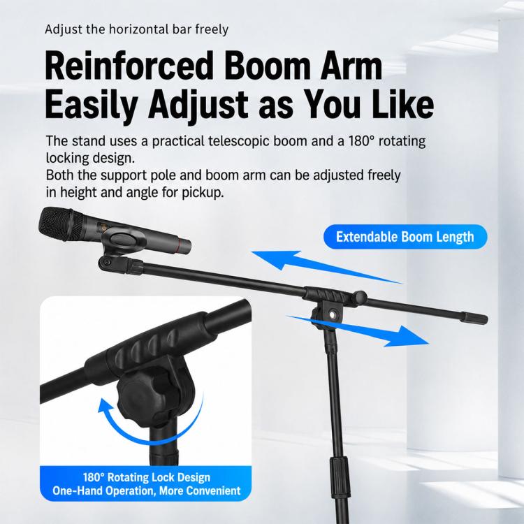 NB-650 Adjustable Single Microphone Vertical Floor Tripod Stand, NB-650 Microphone Floor Tripod Stand