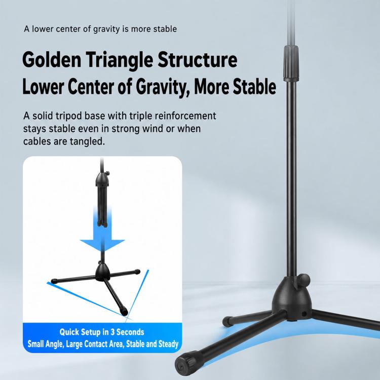 NB-650 Adjustable Single Microphone Vertical Floor Tripod Stand, NB-650 Microphone Floor Tripod Stand