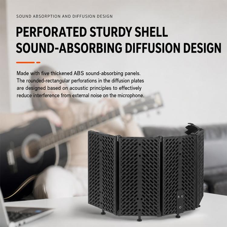 M5 Foldable Five-Panel Microphone Isolation Shield Windproof Screen, M5 Isolation Shield