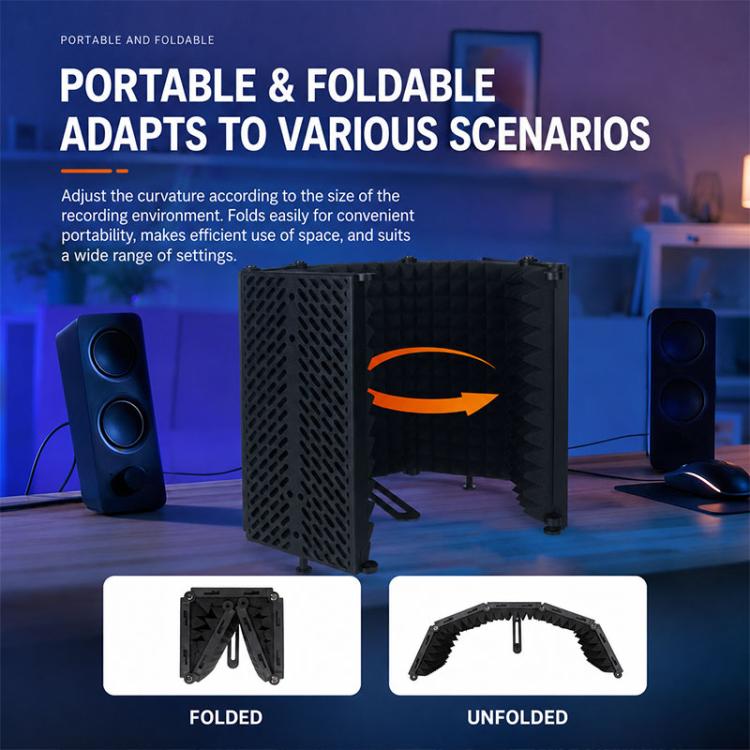M5 Foldable Five-Panel Microphone Isolation Shield Windproof Screen, M5 Isolation Shield