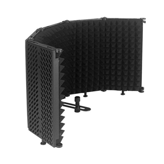 M5P Foldable Five-Panel Microphone Isolation Shield Windproof Screen with Phone Clip, M5P Isolation Shield+Phone Clip