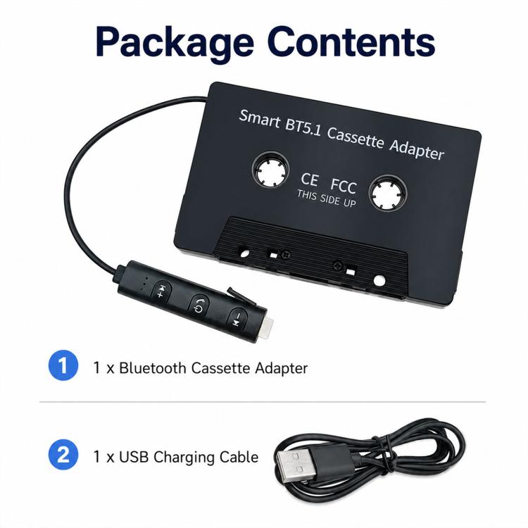 BlueTooth 5.1 In Car MP3 to Cassette Converter Tape Player