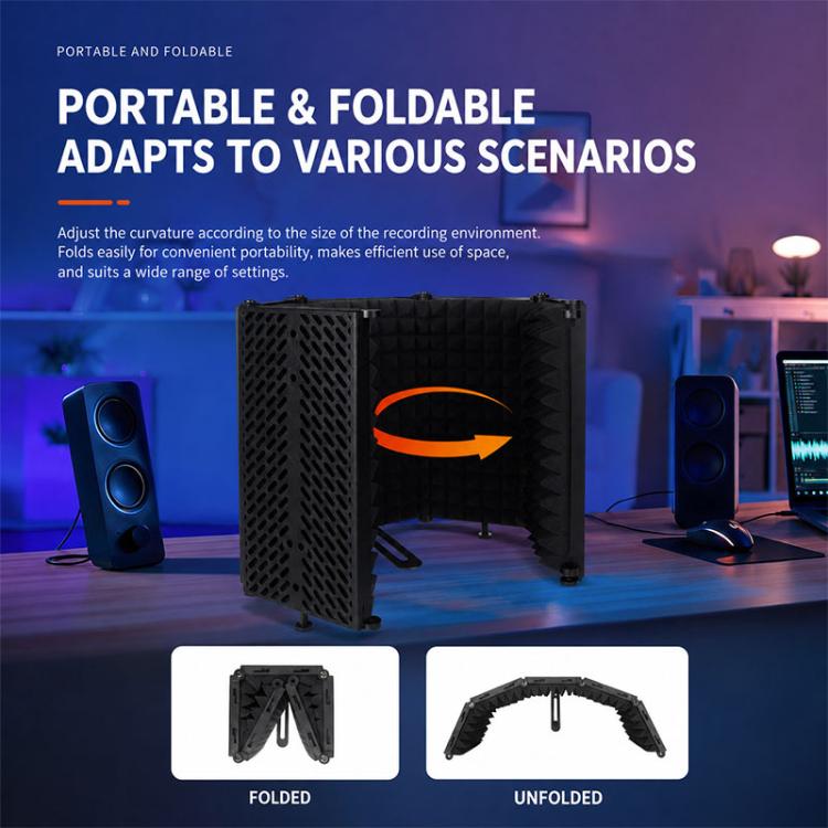 M3 Foldable Three-Panel Metal Casing Microphone Isolation Shield, M3 Metal Casing Isolation Shield