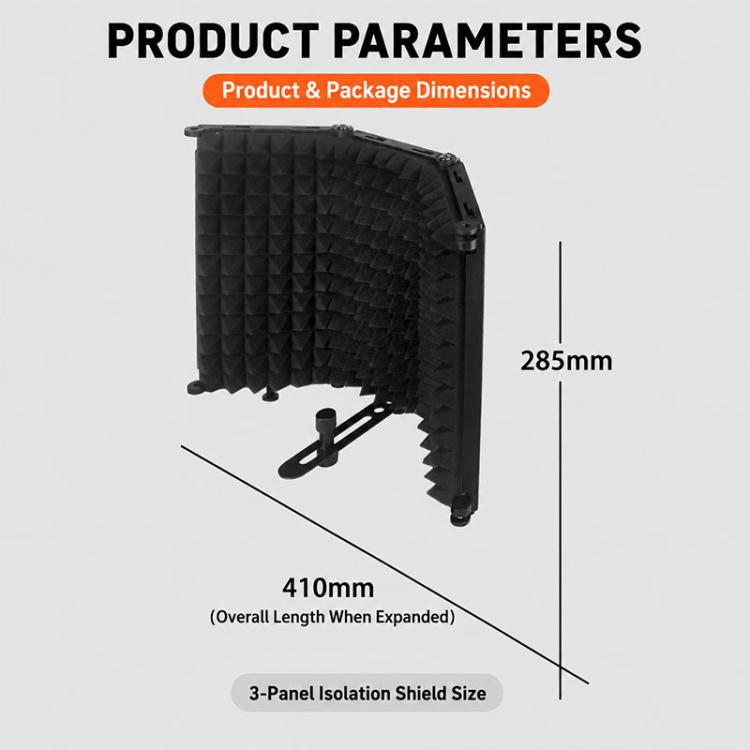 M3 Foldable Three-Panel Metal Casing Microphone Isolation Shield, M3 Metal Casing Isolation Shield